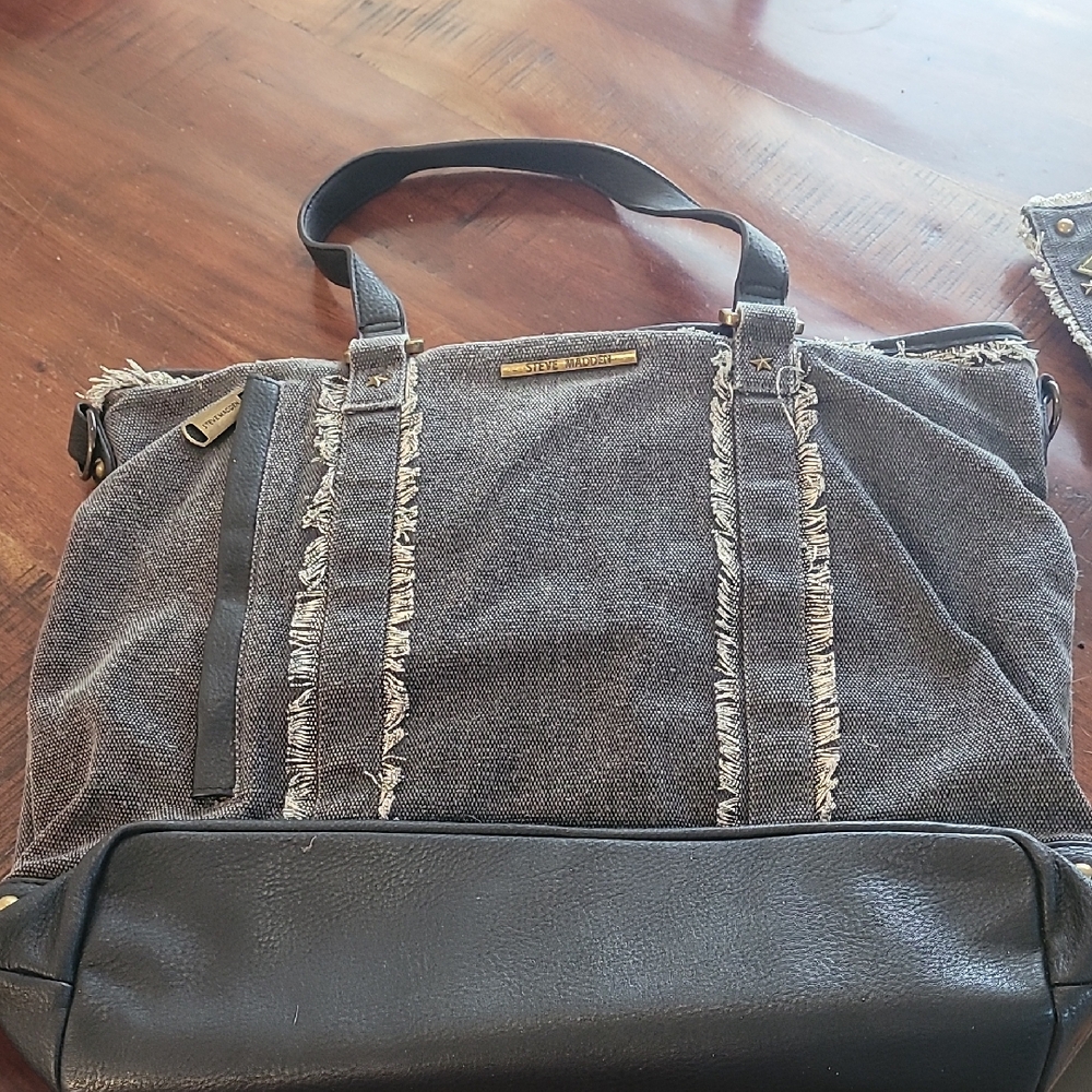 Steve Madden Black and Gray Tote Bag